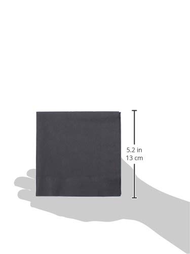 Amazon Basics Embossed Beverage Napkin, 2-Ply, 1/4 Fold, 9.5" x 9.5", Black, 1000-Count
