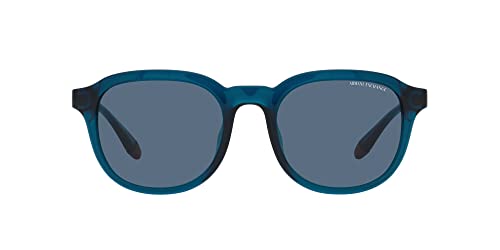 Armani Exchange Ax4129su - Gafas de sol cuadradas de ajuste universal para hombre, Azul transparente brillante/azul oscuro, 54 mm