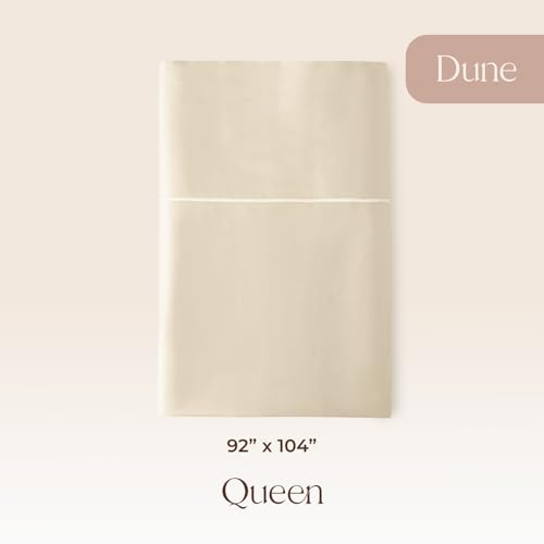 Image of Certified Organic Queen Flat Sheet Only - 100% Organic Cotton Top Sheet with Luxurious Soft and Breathable 300 Thread Count Sateen Weave Finish - GOTS & Fairtrade Certified (Dune, Queen)