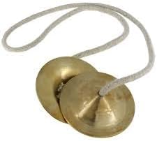 Manjeera Hand Cymbals for Pooja, Brass, 3.5 Inch, 1 Pair, Indian Musical Instrument with String