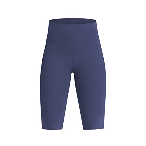 Generisch Mujeres Cintura Alta Apretado Deporte Elástico Color Sólido Fitness Yoga Hasta La Rodilla Pantalones Marrón Leggins Damas, azul, M