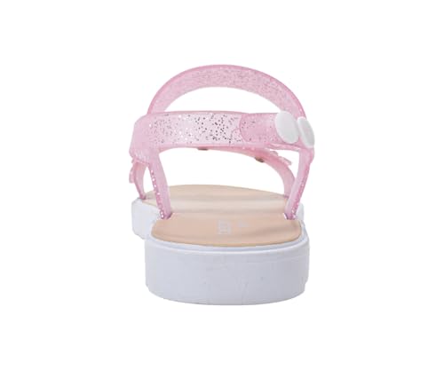 Image of bebe Girl's Flat Sandals - PCU Sandals with Flower, Bow, and Rhinestone Details for Toddler /Little Kid /Big Kid
