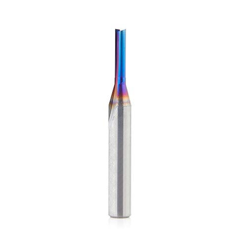 Amana Tool 43600-K SC Spektra Extreme Tool Life Coated Double Straight O Flute, Plastic Cutting 1/8 D x 1/2 CH x 1/4 SHK x 2 Inch Long Router Bit