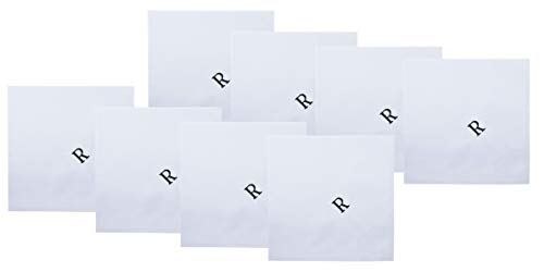Image of Retreez 8 Pc Pure Cotton Initial Monogrammed Men's Handkerchiefs Hanky Gift Set
