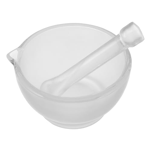UTHCLO Juego de Mortero y Mortero de Vidrio 90 Mm para Laboratorio Químico, Cuenco y Varilla Mezcladora Resistentes a Altas Temperaturas, Herramientas de Molienda y Pulido