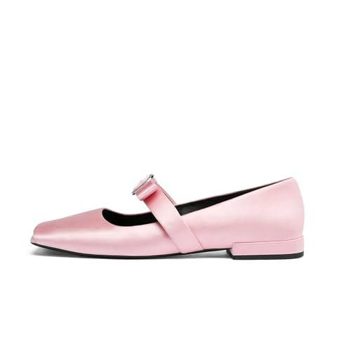 Women's Mary Jane Ballet Flat Shoes with Bows Slingback Strap Block Chunky Heel Ballerina Flats Closed Square Toe Comfortable Casual Dress Loafer Shoes Ladies Metallic Fabric2