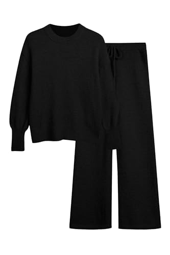 GKBK Women's 2 Piece Fuzzy Fleece Pajama Set Long Sleeve Crew Neck