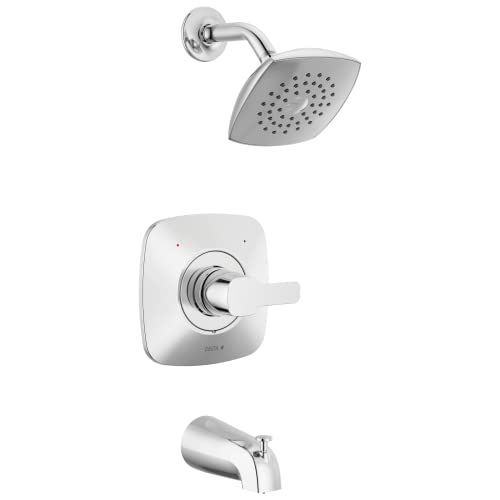 Image of Delta Faucet Modern Single-Handle Chrome Tub and Shower Trim Kit, Shower Faucet with Single-Spray Touch-Clean Shower Head, Chrome T144339-PP (Valve Not Included)