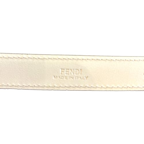 FENDI Women's FF Logo Studded Skinny Ivory Latte Belt, Size 904