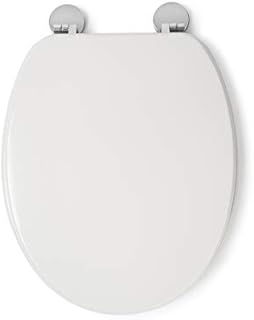 Croydex Flexi-Fix Kielder Always Fits Never Slips Anti Bacterial Toilet Seat, Wood, White