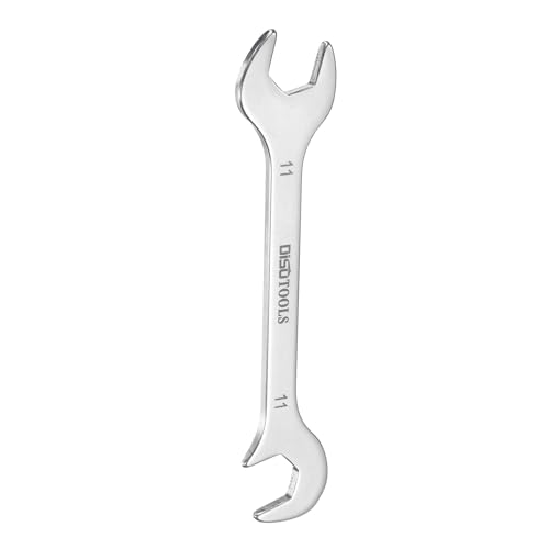 sourcing map Super-Thin Open End Wrench 11mm Metric Double Open-End Wrench 30Cr13 Stainless Steel Quenching Polish Spanner with 15°and 75° Angled Open End for Auto Repairs Home Projects