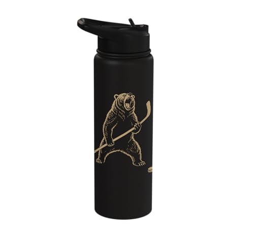 Funny Polar Bear Playing Ice Hockey Sports Lover Player Stainless Steel Insulated Water Bottle