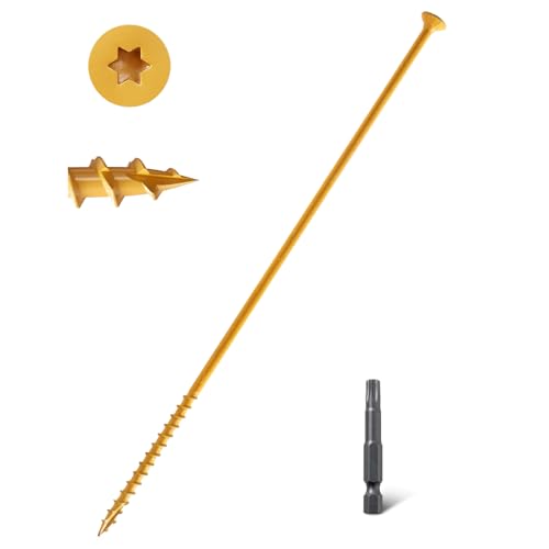 Image of LIONMAX Deck Screws #14 x 10 Inch, 20 PCS, Long Wood Screw, Rust Resistant, Exterior Epoxy Coated for Outdoor Decking /Timber, Torx /Star Drive Head, T30 Star Bit Included