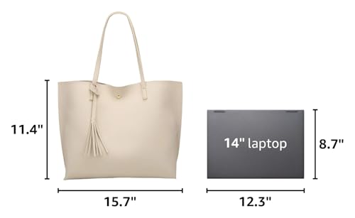 Image of Dreubea Women's Soft Faux Leather Tote Shoulder Bag from, Big Capacity Tassel Handbag