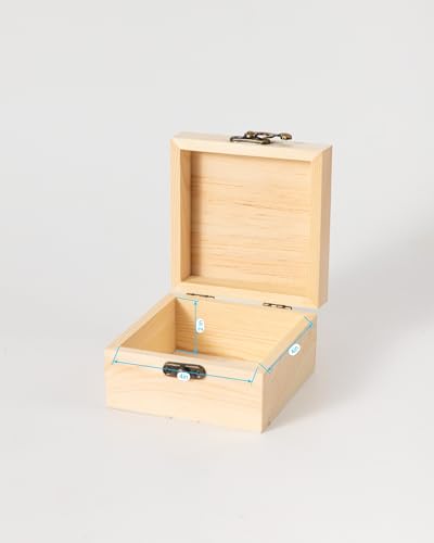Image of 8 Piece Small Wooden Box Unfinished Wooden Treasure Box with Lids for DIY Crafts (4.5X4.5X3 inches)