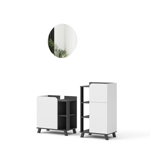 Vicco Conjunto de Muebles de baño Karen, Antracita/Blanco, 60 cm