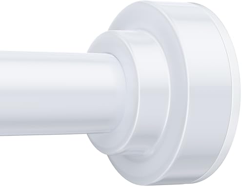 TEECK Shower Curtain Rod, 32-80 inch Adjustable Spring Tension Curtain Rod, Never Rust Anti-Slip Shower Curtain Rod for Bathroom, No Drilling, Never Collapse, Easy to Use, White