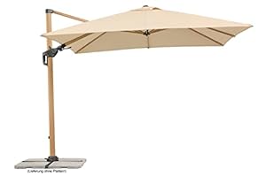 Schneider Sonnenschirm Rhodos Twist Woody, natur, 300 x 300 cm quadratisch, Gestell Alu/Stahl, Bespannung Polyester, 25.7 kg