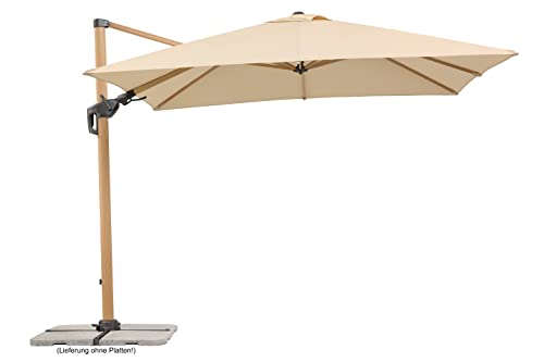 Schneider Sonnenschirm Rhodos Twist Woody, natur, 300 x 300 cm quadratisch, Gestell Alu/Stahl,...