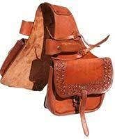 D&L Saddlery Cowhide Genuine Leather Western Equestrian Trail Tooling Carving Horse Saddle Bag Tooled Carved Pack Equipment Horse Saddle Bags Size: 10” L x 10” W x 3 ½” D inches BAG148
