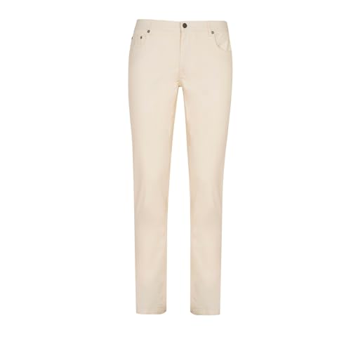 Pantalon Positano Bottega Del Sarto en coton stretch blanc à micro-motif coupe regular