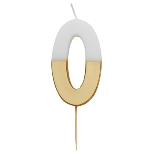 Talking Tables Vela Número 0 Blanca y Dorada para Tartas | Decoración para tartas de primera calidad | Para niños, adultos, adolescentes, fiesta de cumpleaños, aniversario, hito