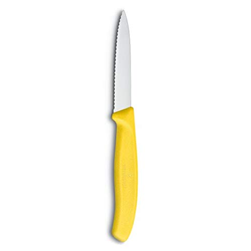 Culinary Depot Victorinox Swiss Stainless Steel Paring Knife 3.25 Inch Serrated Blade, Spear Pointy (Set Of 4) Green, Orange, Pink And Yellow Utility Knife Set #TOP3