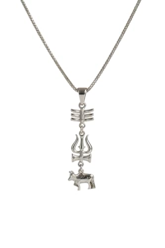 Image of Shiv Trishul Nandi Pendant Necklace With Black Beads | Mahesh Babu inchVaranasi inch Inspired Unisex Religious Jewelry | Spiritual Statement Locket