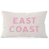 Wheatwin Pink Coastal Throw Pillow Cover 12x20, Preppy East Coast Coquette Pink Decor for Girls Room College Sofa Couch, Trendy Retro Dorm