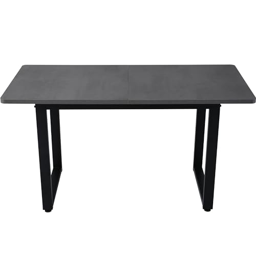 Merax Esstisch Industriestil, Rechteckiger Esszimmertische, Modern Küchentisch für Wohnzimmer und Esszimmer, 140L x 70B x 75H, Schwarz und Grau (Nicht erweiterbar)