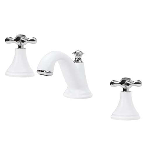 Waschtischarmaturen, Waschbecken Armaturen, 3-Loch-Bad Wasserhahn, Wasserhahn Bad Waschbecken, Warm und Kaltwasser-Doppelnutzung, G1/2-Zoll-Schnittstelle, 15 * 9.5 cm (L*H), Weiß Waschtischarmaturen, Waschbecken Armaturen, 3-Loch-Bad Wasserhahn, Wasserhahn Bad Waschbecken, Warm und Kaltwasser-Doppelnutzung, G1/2-Zoll-Schnittstelle, 15 * 9.5 cm (L*H), Weiß