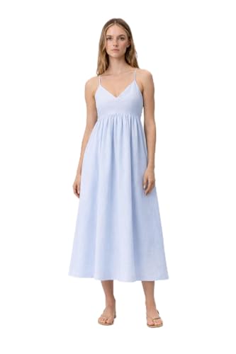 Image of Petal Glow Midi Dress, V-Neck Spaghetti Strap Sundress with Smocked Back, Flowy A-Line Fit, for Women
