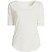 Lands' End Women Supima Micro Modal Elbow Sleeve Balletneck Curved Hem Top Ivory Regular Small