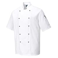 Portwest C734 Unisex Kent Chef Jacket Short Sleeve White, Large
