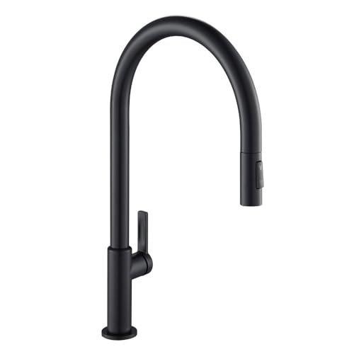 Image of KRAUS Oletto High-Arc Single Handle Pull-Down Kitchen Faucet in Matte Black, KPF-2821MB