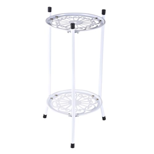 Soporte para plantas de interior – Soporte decorativo para macetas de 2 niveles, estante de exhibición de plantas que ahorra espacio, estante de metal de varios niveles para esquina, jardín, sala de