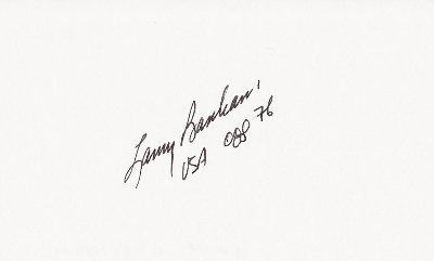 Lanny Bassham Signed - Autographed 3x5 Index Card with inscriptions - 1976 Gold Medalist