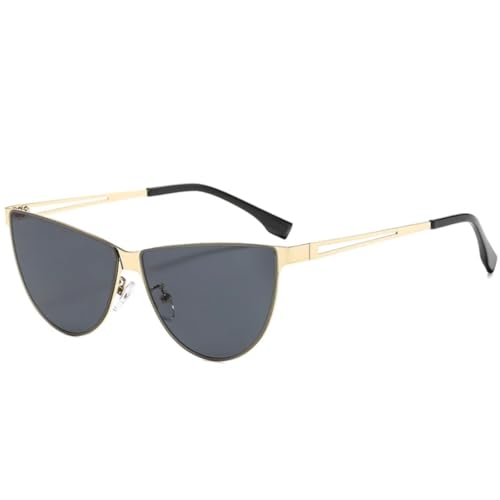 Lunettes de soleil œil de chat rétro en métal pour activités plein air
