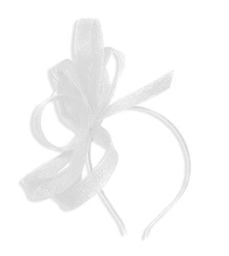 Caprilite Vegan Sinamay Fascinator Headband Wedding Hoop Ladies Day Ascot Races (White)