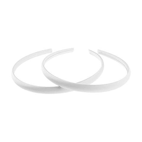 Pair of 2 Slim 1cm Satin Covered Glamour Girlz Girls Alice Bands Headbands (White) Cover
