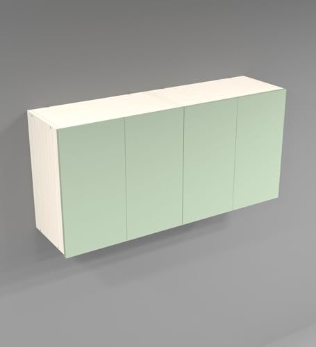 Image of SPECIALITY PANELS 4 Door Wall Cabinet with UV Profile Shutter | Wall Mounted Storage Cabinet for Kitchen Bathroom Living Room | Wooden Wall Cabinet Organizer Light Pista Finish DIY Assembly