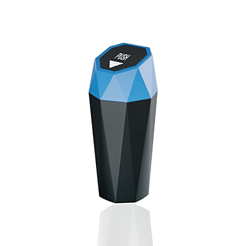 Poubelle de voiture à motif diamant bleu, mini conteneur design avec couvercle