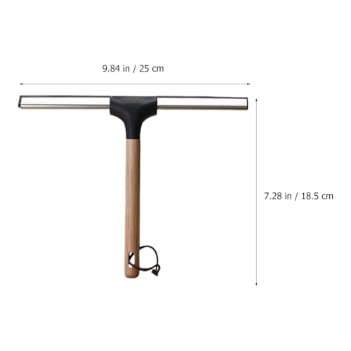 Image of 10 Inch Shower Squeegee with Wooden Handle Silicone Blade for Bathroom Shower Doors Mirrors Windows Cleaning Tool Water Wiper