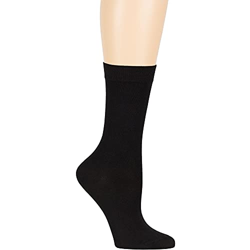 7Bigstars Kingdom Women's Bamboo Dress Socks - 4 Pack Medium - Thin Solid Casual Crew Calf - Sock Size 9-11 Shoe Size 5-9 M Black #TOP3