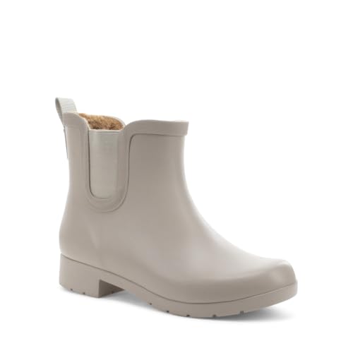 Image of Chooka Women's Delridge Waterproof Faux Fur Chelsea Rain Boot Slip On | Ladies pull-on street style shoes with plush lining, built for puddles, styled for the city