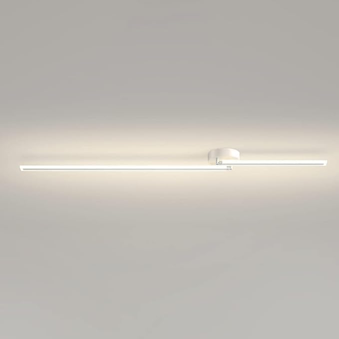 KBUUKYYXouy Lámpara de techo LED empotrada, larga banda, negro, moderno, regulable, blanco, lineal, para entrada, pasillo, cocina, porche, baño, oficina, garaje.