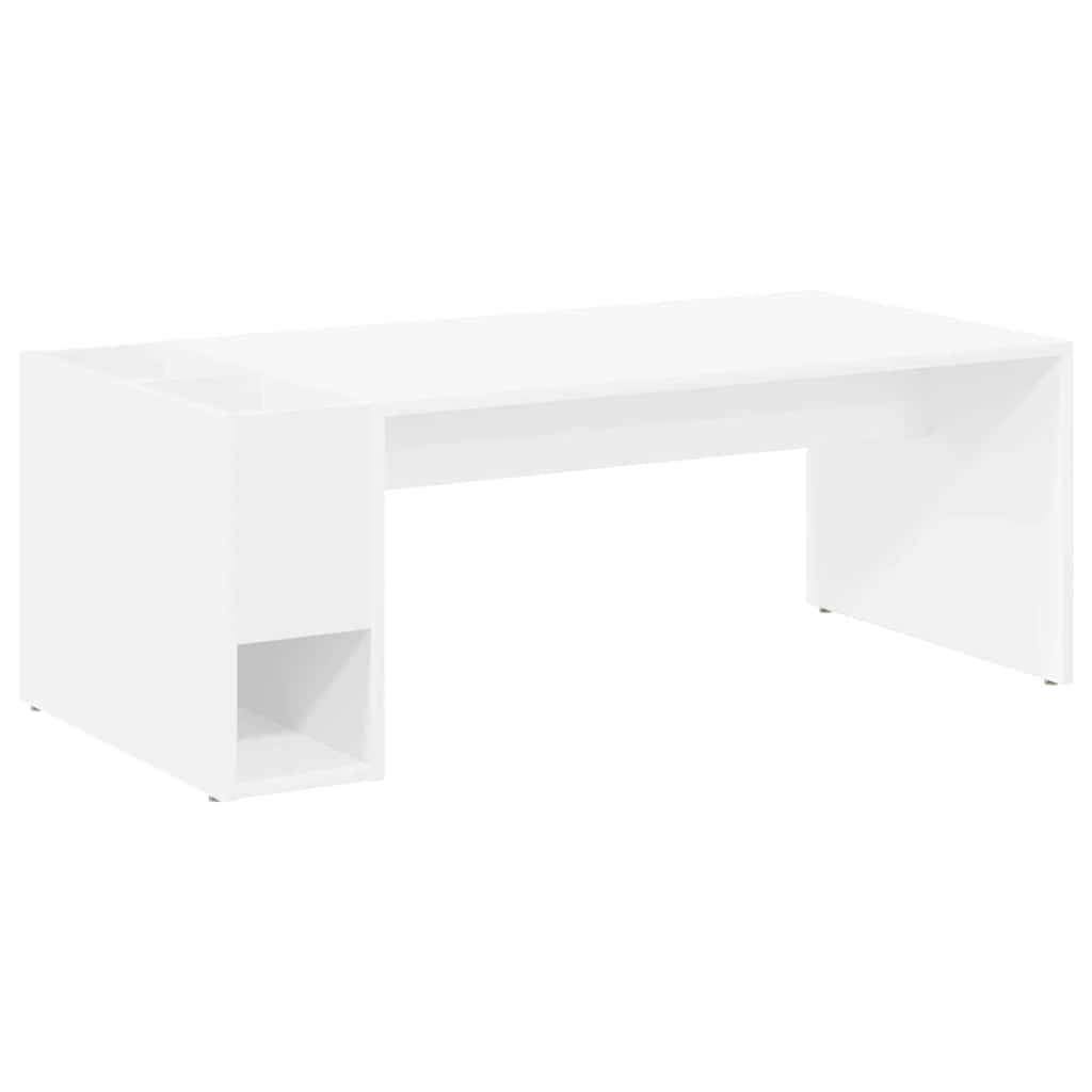Mesa de centro blanca de madera 101,5 x 50 x 37 cm, rectangular, diseño moderno, mucho espacio de almacenamiento, resistente y duradera, para salón, dormitorio, oficina