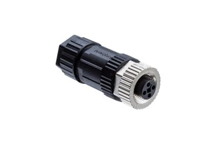 Amphenol, M12T-04BFFB-SL7002, M12 Metric Circular Connector T Code Metal 12A 04 pins Female Connector Female Contact Straight Screw Thread Screw-in Field Installable F8.0 - F10.0mm