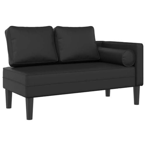 Sofá Chaise Longue vidaXL Negro, Cuero sintético, 116.5 x 62 x 57.5 cm