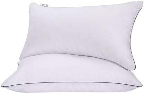 VODOF 2 Pack Hotel Style Quilted Pillow for Side Sleeper, Soft Premium Bed Pillow,Queen Size 20 x 30 Inches(Gray Corded Edge)